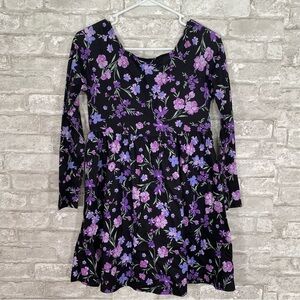 The Children's Place Purple Floral Dress size large 10/12
